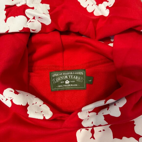 Denim Tears The Cotton Wreath Red Pullover Hoodie Men’s Size Medium or Large - Picture 2 of 3